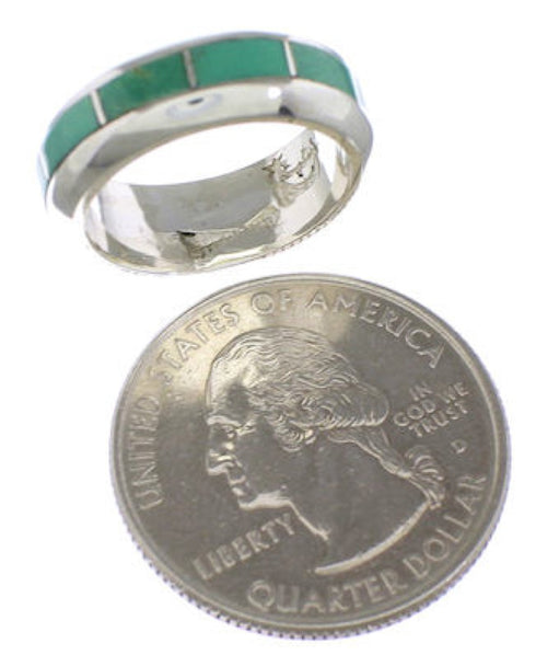 Southwestern Sterling Silver Turquoise Inlay Ring Size 5-1/2 TX40078